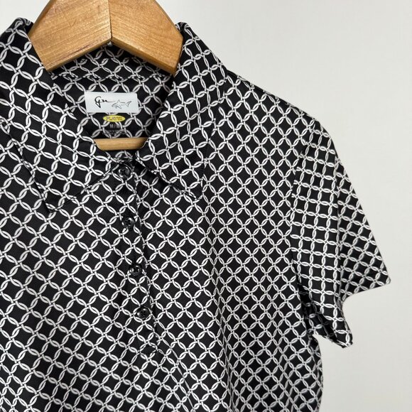 Like new / Greg Norman B&W Chainmail Pattern Golf Polo - Size M - Picture 2 of 6